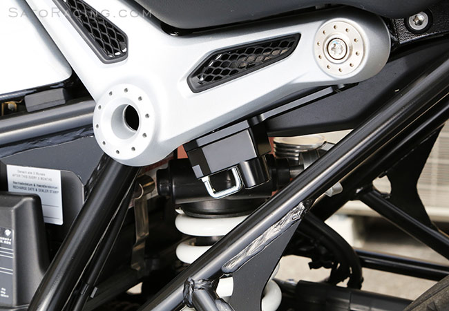 SATO RACING Helmet Lock on a BMW R nineT