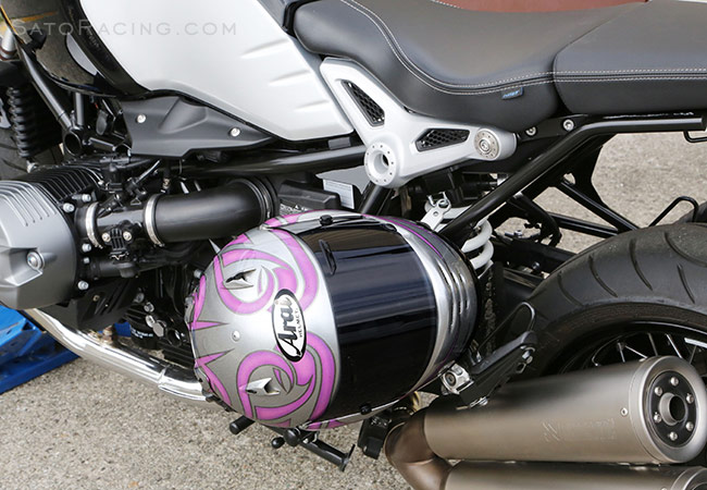 SATO RACING Helmet Lock on a BMW R nineT