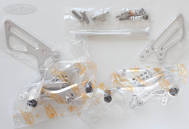 SATO RACING Rear Sets in SILVER for 2009-12 Kawasaki ZX-6R