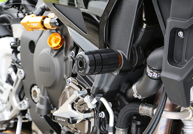 thumbnail image 2 of Woodcraft Racing Frame Slider Kit For Yamaha FZ10 2017 – Black Pucks, USA Made 2 of 4