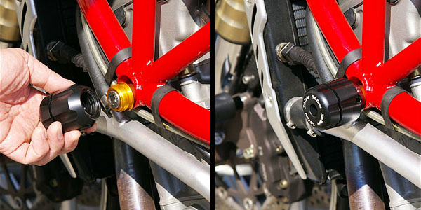 Sato Racing MV Agusta Brutale Frame Sliders - easy install and removal