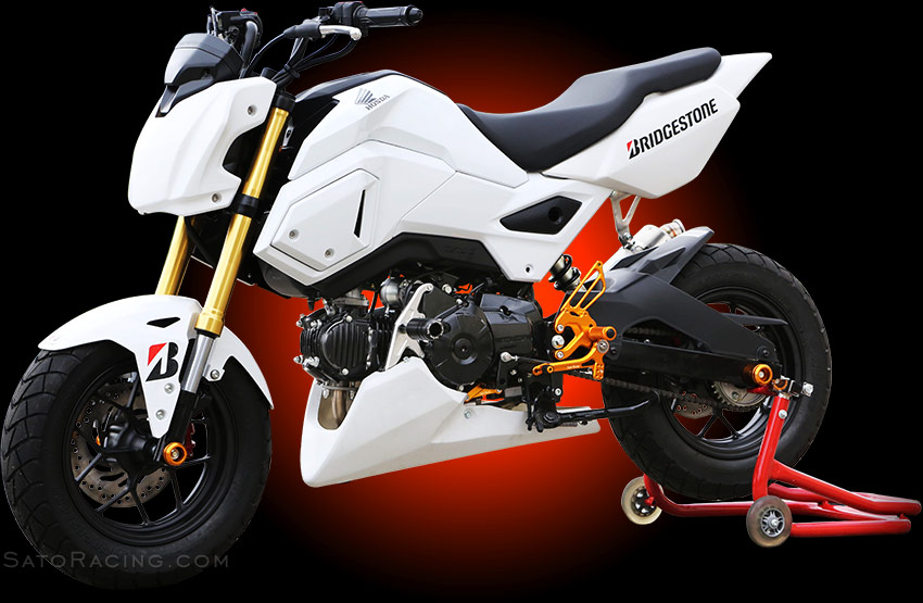 2017 Honda GROM 'white body' with SATO RACING Frame Sliders, Race Concept Rear Sets and other parts