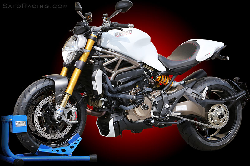 2014 Ducati Monster 1200S with SATO RACING Frame Sliders, [L] Engine Slider and Axle Sliders