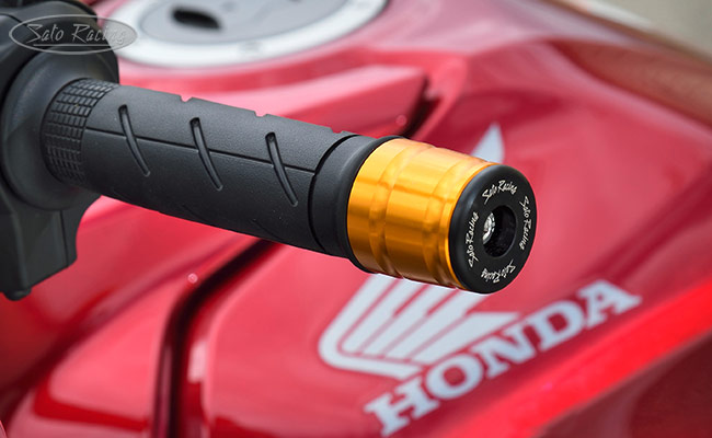 SATO RACING full-size Handle Bar Ends on a Honda CB650R