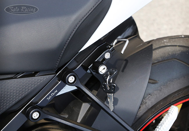 SATO RACING Helmet Lock on a BMW S1000R