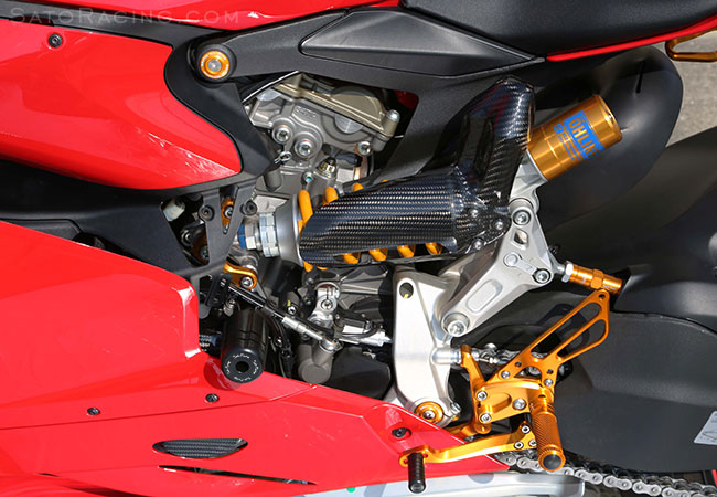 SATO RACING Frame Plugs and other parts on a Ducati 1199 Panigale [L]-side