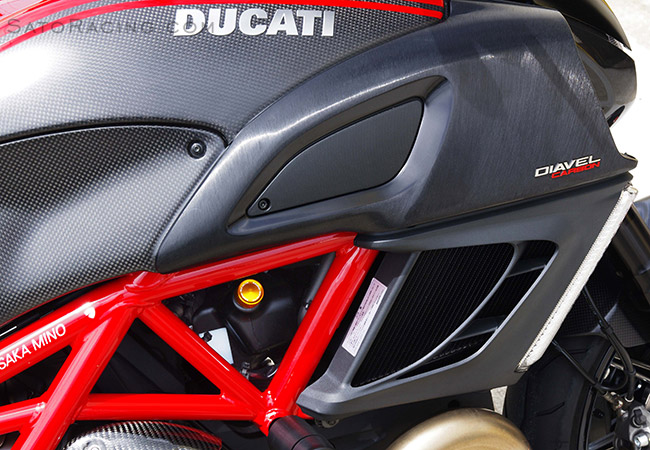 Sato Racing GOLD Coolant Cap on a Ducati Diavel