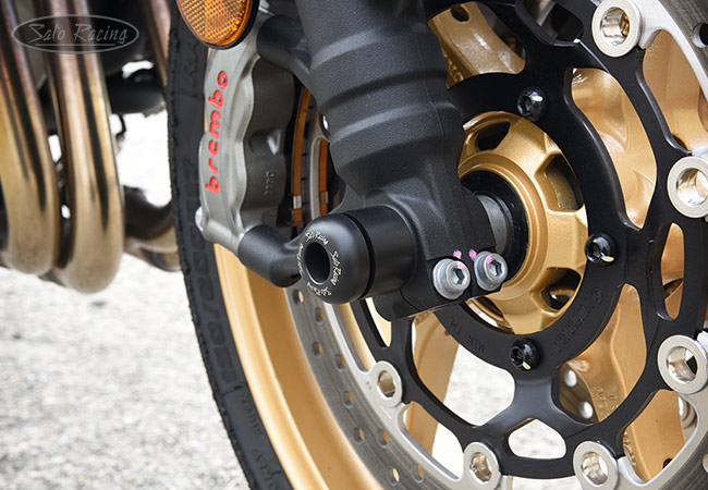SATO RACING Front Axle Sliders on a Honda CB1000 Hornet