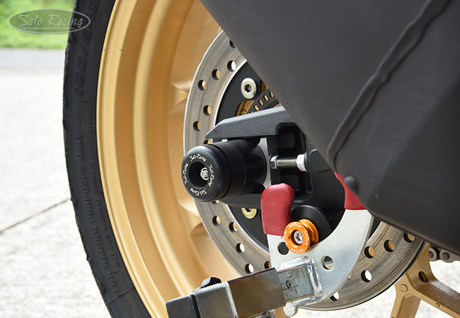 SATO RACING Rear Axle Sliders on a Honda CB1000 Hornet