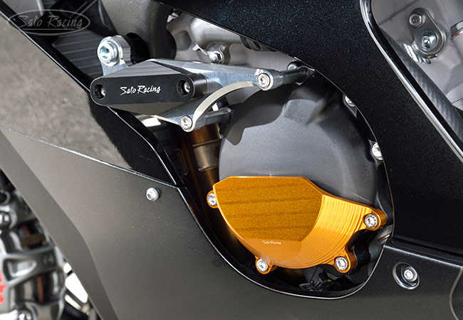 SATO RACING Flush mount Frame Slider and L Engine Case Protector on a 2021 ZX-10R
