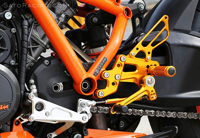 Sato Racing KTM RC8 Rear Sets [L]-side with optional Reverse Shift Plate and Shift Spindle Holder