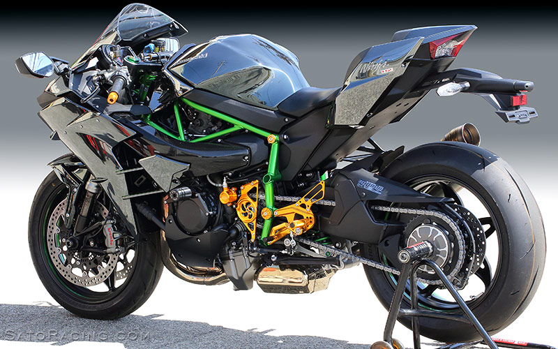 2015 Kawasaki H2 with SATO RACING Reverse Shift Rear Sets, Shift Spindle Holder, Clutch Slave Cylinder, Engine Sliders and many other parts