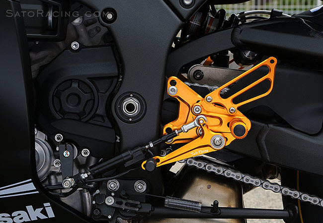 SATO RACING Reverse Shift Rear Sets in Gold (L-side) for 2016+ Kawasaki ZX-10R