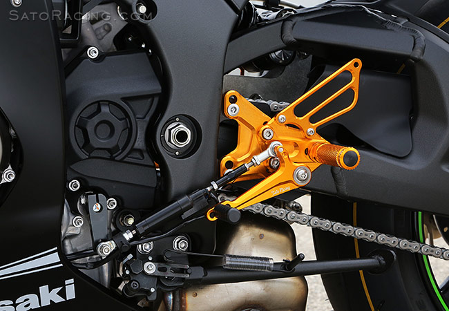 SATO RACING Reverse Shift Rear Sets in Gold (L-side) for 2016+ Kawasaki ZX-10R