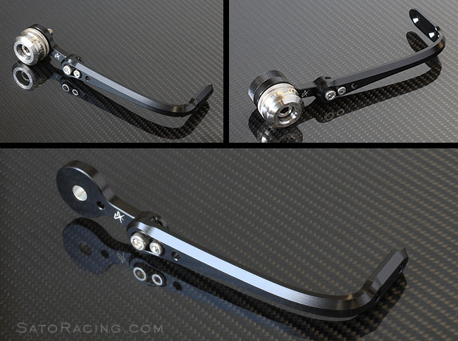 SATO RACING Lever Guard LG30-M8 with Short-style stainless steel bar ends part# BE-M8SK-SUS
