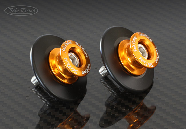 SATO RACING type 2 aluminum Swingarm Spools size:M6 Gold with Delrin backing rings