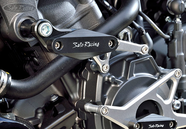 SATO RACING Flush mount Frame Sliders [L]-side for Yamaha MT-10, shown installed with our Engine Sliders