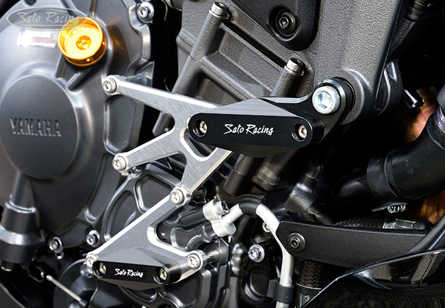 SATO RACING Flush mount Frame Sliders [R]-side for Yamaha MT-10, shown installed with our Engine Sliders