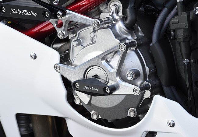 SATO RACING Flush mount Frame Sliders [R]-side for Yamaha R1 '15-'19, shown installed with our Engine Sliders