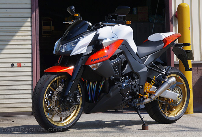 2010 Z1000 with Sato Racing Rear Sets, Frame Sliders, Front Axle Sliders, Swingarm Spools and Handle Bar Ends