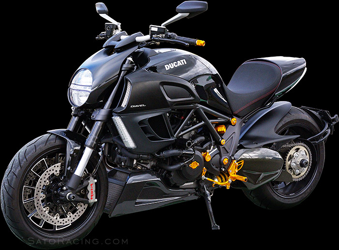 gen1 Ducati Diavel decked out in Sato Racing Parts
