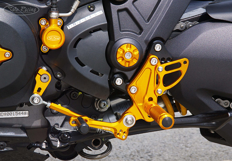 SATO RACING Ducati Diavel Rear Sets [L]-side. Clutch Slave Cylinder also shown.