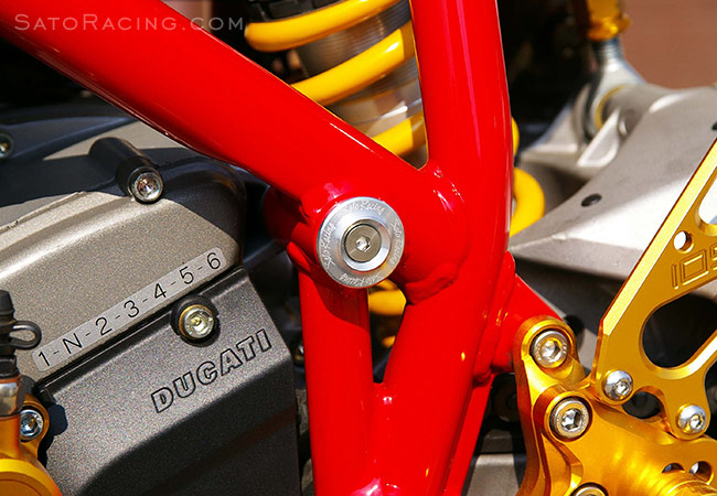 Sato Racing Frame Plug [SILVER] on a Ducati 1098