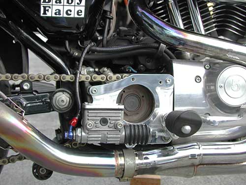 H-D Sportster '91-'03 with OEM controls and Sato Sprocket Cover