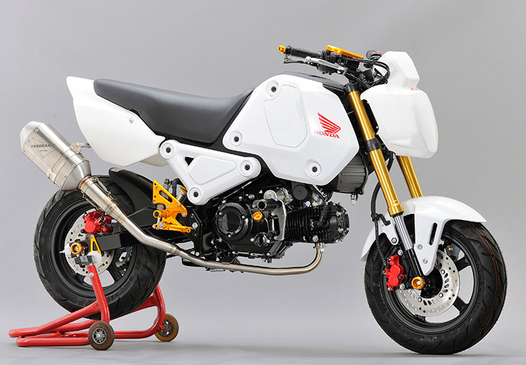 2021 HRC GROM 'white body' with SATO RACING Engine Sliders, Race Concept Rear Sets and other parts