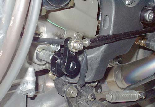 Sato Racing Reverse Shift Kit installed on an RC51