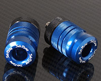 HANDLE BAR ENDS [BLUE] -Size M8- LONG Style + Adapter Collars