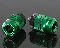 HANDLE BAR ENDS [GREEN] -Size M8- LONG Style + Adapter Collars