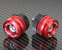 HANDLE BAR ENDS [RED] -Size M8- SHORT Style + Adapter Collars